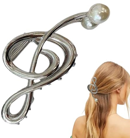 Metal Treble Clef Claw Clip Non-Slip Large Styling Musical Jaw Clamps | Fancy Musical Score Strong Hairpins Hair Jaw Clamps for Women Girls