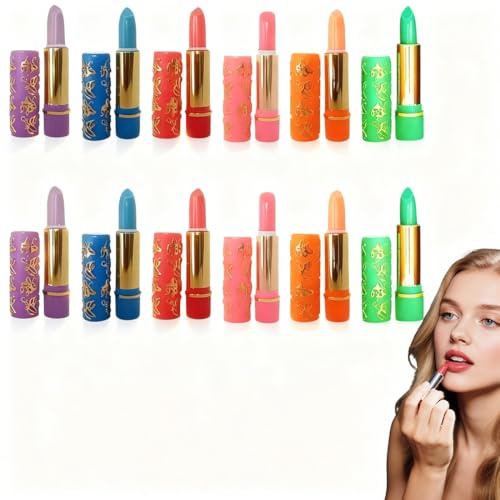 12PCS Couleur Magique Changeant Avec la Température, rouge a levre magique, Brillant à Lèvres Hydratant Lèvre Pulpeuse Ensemble de Maquillage Pour Les Lèvres Longue Durée