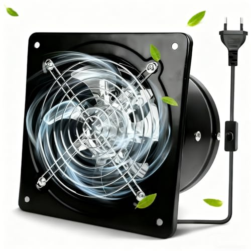 Qivine Extracteur D'Air 145 mm, Ventilateur Extracteur D'air Silencieux 600 m³/h, avec Valve Anti-Retour et Prise UE, pour Salle de Bain Cuisine Garage Sous-Sol Bureau