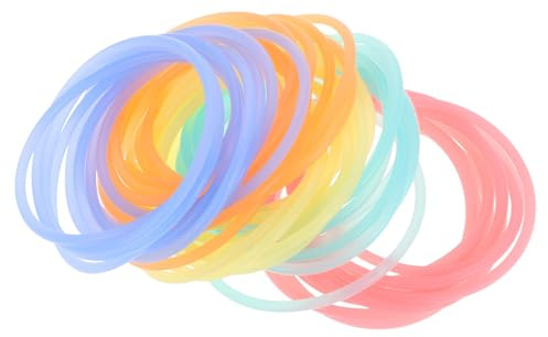 BRIGHTFUFU Glow in The Dark Silicone Jelly Bracelets Elastic Hair Ties Vibrant Neon Luminous Wristbands for Evening Out Outdoor Games and Party Favors 50Pcs Assorted Glow Colors