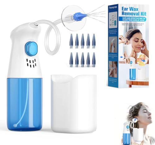 Système manuel d'irrigation auriculaire 1 kit de nettoyage des oreilles, Kit de Nettoyage d’Oreilles Manuel – Système d’Irrigation Auriculaire à Poire avec Embouts Jetables, Kit de Nettoyage Manuel