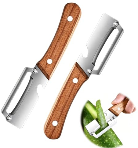 Pelador multifunción y abridor de botellas 2 en 1 – Pelador universal de hoja de acero inoxidable, ideal para tomates, manzanas, patatas y verduras, ergonómico, antideslizante, duradero y fácil