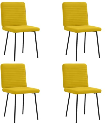 Ezbryzmatic Dining Room Chairs Set of 4 Yellow Velvet Upholstered Chairs with Metal Frame and Plywood, Kitchen Chair for Dining Room, Living Room, Guest Room, 45 x 54 x 83 cm, 110 kg Load Capacity