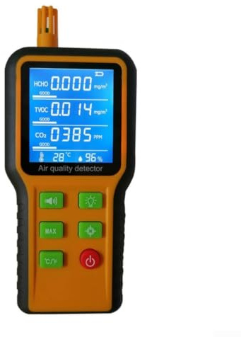 for Smart Air Quality Monitor HCHO TVOC Detector with Matter Support for UK Homes - Real Time LCD Display Alarm System 150x75mm