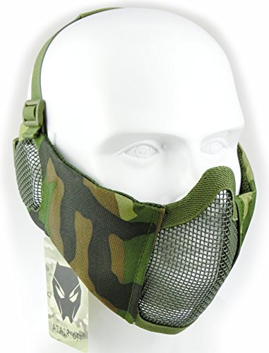 Demi-masque pour visage de WorldShopping4U - Protection inférieure avec filet en nylon - Protection des oreilles - Équipement Tactical Airsoft CS, WL