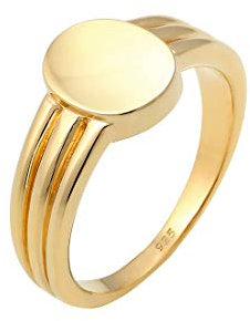 Elli Ring Damen Siegelring Geo Look Basic Blogger Trend aus 925 Sterling Silber