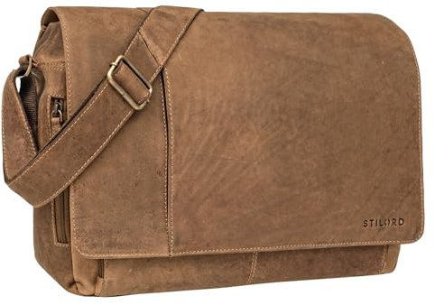 STILORD 'Elias' Echtleder Umhängetasche 15.6 Zoll - der verbesserte Klassiker - Vintage Lifestyle 2.0, Farbe:dijon - braun