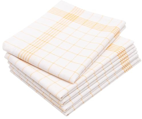 ZOLLNER 5er Set Geschirrtücher, 50x70 cm, Halbleinen, gelb weiß