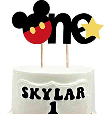 Hongkai Mouse ONE Cake Cupcake Toppers ONE Cake Toppers Picks for Baby 1st Birthday Boy Decorations Girl Happy Birthday Baby Shower Anniversary Party Supplies