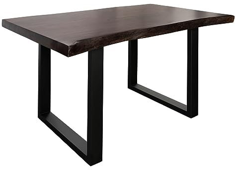 MASSIVMOEBEL24.DE | Baumtisch Akazie 140x90x77 braun lackiert/U-Beine anthrazit matt Freeform 5