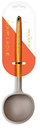 Silk Route Home's Acacia Wood & Silicone Soup Ladle Kitchen Utensil