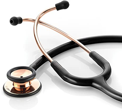 ADC Adscope 603 Clinician Stethoscope with Tunable AFD Technology, 31 inch Length, Rose Gold Black
