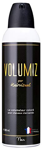 VOLUMIZ Spray 2-en-1 Correcteur Magic retouche racines - Bombe colorante pour alopécie & Calvitie, Poudre Densifiant cheveux clairsemés - Fibre capillaire pour Homme & femme (200 ml, Noir)
