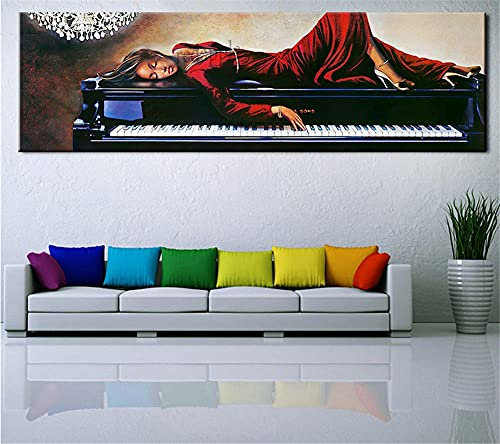Diamond Painting Bilder Große Voll Sexy afrikanische Frauen Klavier 5D DIY Diamant Malerei Malen Nach Zahlen Erwachsene Square Stickerei Kreuzstich Mosaik Handwerk Canvas Arts Decor(70x140cm,28x56in)