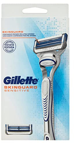 Gillette SkinGuard Sensitive Bartschneider für Herren, freie Handrasierer, 1 Griff, 2 Reibungs-Klingen, mit Aloe Vera, klinisch getestet für empfindliche Haut, ideal zum Delinieren von Haaren