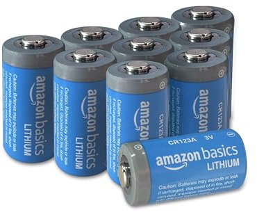 Amazon Basics CR123A Lithium-Batterien, 3 V, 10 Jahre lagerfähig, 10 Stück