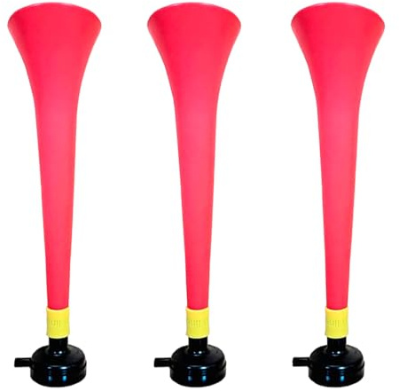 FUN FAN LINE - Pack x3 Trompettes Vuvuzela en Plastique. Accessoire pour Le Football et Les célébrations Sportives. Klaxon à air Fort pour l'animation. (Belgique)