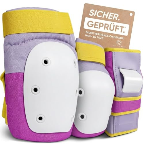 Liebkern Kit de protections de skate pour adultes et enfants [unisexe] – Idéal pour les rollers, skateboard, scooter – Genouillères