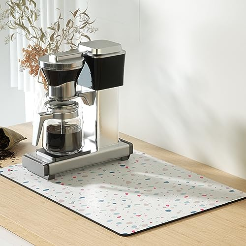 Tapis de café 40x50cm, tapis de séchage de comptoir de cuisine les taches cachées tapis de bar support en caoutchouc adapté au support de vaisselle de machine à expresso sous la machine à café(blanc)