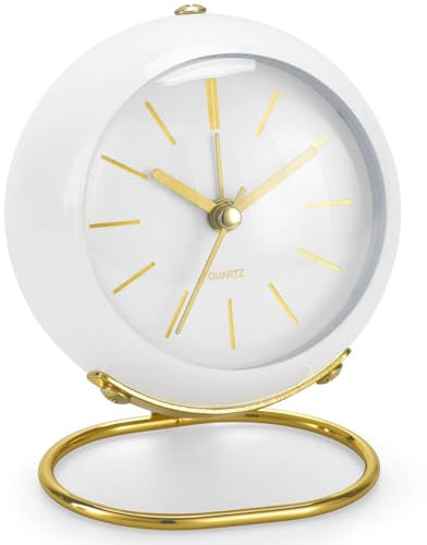Lesipee Retro Wecker Analog ohne Ticken, mit Nachtlicht, Geräuschlos, batteriebetrieben, einfache Bedienung und lauter Alarm