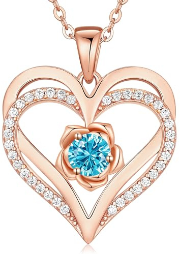 CDE Kette für Damen Rosegold Herz Schmuck 925 Sterling Silber Geschenke | Herz Halskette Geschenk für Frauen Mama mit Anhänger Schmuck Valentinstag Muttertag Geburtstag Weihnachten