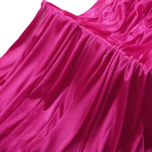 Whakano 1m Satin Stoff zum Nähen Meterware,155cm Breit,Einfarbig Glanz Modestoff,universal Stoff für Nähen Basteln,Kostüm Kleid Bekleidung,Dekostoff,Gardine Vorhänge,Kleid,Rosenrot