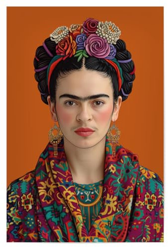 artboxONE Poster 45x30 cm Floral Frida Klassisch-Elegant-orange - Bild Frida Kahlo