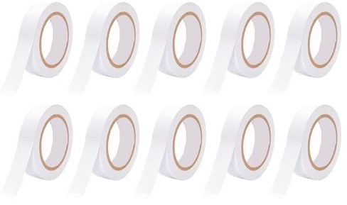 Acan Tradineur - Pack de 10 cintas aislantes adhesivas de pvc, resistente, instalaciones eléctricas, reparar, proteger y agrupar cables, bricolaje (Blanco - 15 mm x 10 m)