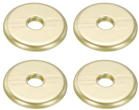 sourcing map 4pcs Wall Split Flange 70mm / 2.8 OD Escutcheon Plate ABS Round Self-Adhesive Plumbing Cover Plates for 16mm / 0.6 Dia Water Pipe Faucet Decoration Accessories, Gold