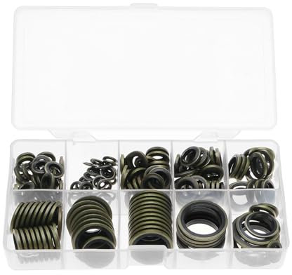 VGOL 200PCS Rondelle de Joint d'huile Rondelles d'huile de Joint Métallique G1/8 M6 M8 M10 M12 M16 M20 M24 Kit d'assortiment de Rondelles d'étanchéité Collées pour l'industrie