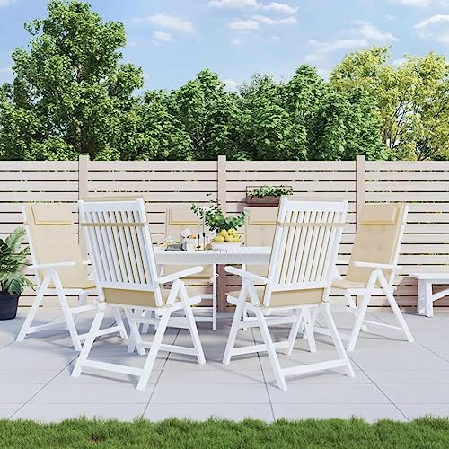 Homgoday Hochlehner-Auflagen 6 STK. Gartenstuhlauflagen Stuhlauflagen Hochlehner Sitzauflagen Sitzkissen Stuhlkissen Polsterauflagen für Hochlehner Gartenstuhl Beige Oxford-Gewebe