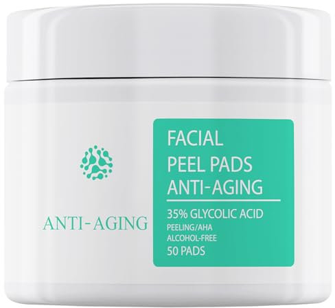 Glycolic Acid Resurfacing Pads 35% for Face and Body- Exfoliating Facial Peel with Green Tea - Glycolic Acid Face Wash for Cleansing Peeling 50 Pads