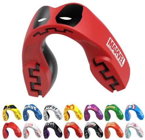 Marvel Deadpool Sport Zahnschutz Erwachsene/Kinder Sport Mundschutz | Für alle Vollkontakt-Sportarten einschließlich Rugby, MMA, Kampfsport, Kickboxen, Judo, Hockey & Boxe
