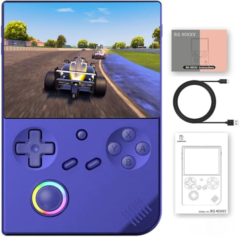 RG40XX V Console di gioco portatile, Built-in 128G e 10000+ giochi,con RGB colorato Joystick di illuminazione, 4.0-pollici IPS schermo Ultra-Narrow Frame Arcade Supporto Bluetooth 5g (blu-128g)