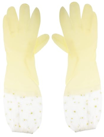 COLLBATH Heavy Duty Rubber Kitchen Cleaning Gloves 2 Pairs Long Non-skid Dishwashing Gloves for Household Cooking and Washing