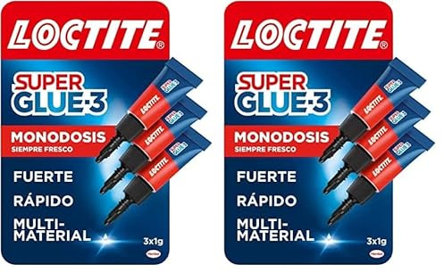 Loctite Super Glue-3 Original Mini Trio, pegamento universal con triple resistencia, adhesivo transparente, pegamento instantáneo y fuerza instantánea, 3x1 g (Paquete de 2)