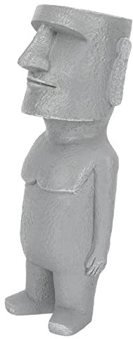 BESPORTBLE Steinstatue Köpfe Der Osterinsel Gartenfeen-Ornamente Im Freien Aquarium Pflanzer Der Osterinsel Skulptur Solare Gartenornamente Statuen Der Osterinsel Harz Grey