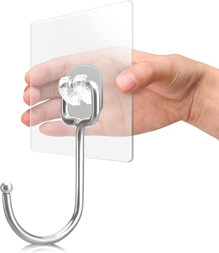 Antimbee Große Allzweck-Klebehaken, 20er-Pack Kranzaufhänger, Hochleistungshaken 37 lb (max.), selbstklebender Wandaufhänger für Zuhause, Bad, Küche, Büro und den Außenbereich