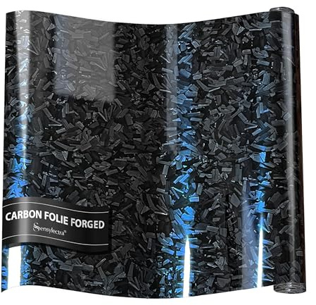 Sensylectra Carbon Folie Forged, pellicola in carbonio forgiata, 150 * 30 cm, pellicola auto adesiva con effetto forgiato (nero-blu gradiente)
