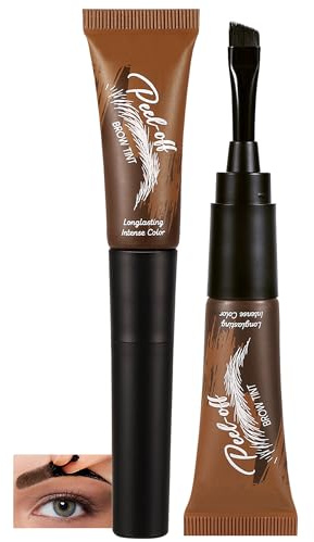 Tattoo Eyebrow Gel Easy Peel Off, 2 Pcs Taupe Waterproof Eye Brow Tint Stain Peel Off, Professional Eye Brow Tinting Kit Last Up to 3 Days, Eyebrow Dye Makeup Gifts Set with Brush for Women Girl-03