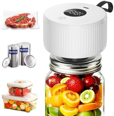 Kit de sellador al vacío eléctrico de tarros Mason, sellador al vacío automático de mano 3 en 1 para tarros Mason, máquina selladora de conservas para tarros, contenedores, bolsas de vacío | Regalo
