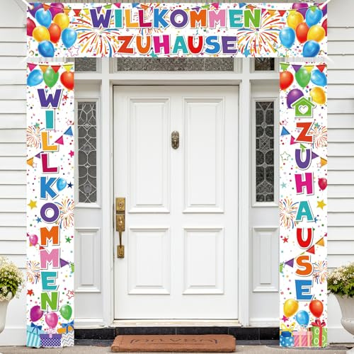 3 Stück Willkommen Zuhause Willkommen Zurück Deko Banner Welcome Home Welcome Back Door Banner Decor für Einweihungsparty Familienrückkehr Militärrückkehr Familienfeiern Party Deko Zubehör
