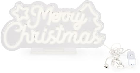 Legami - Insegna Luminosa Led a Effetto Neon, Decorazione, For Indoor Use Only, Base Removibile, Alimentazione con Cavo Type-C, Tema Merry Christmas, 28 x 14 cm