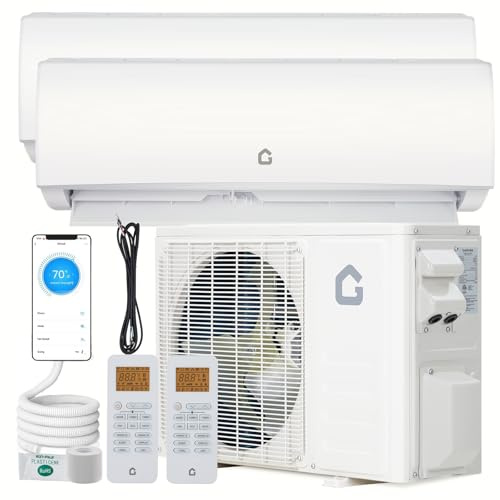 GarveeHome 2 Zone Mini Split AC/Heating System 28000 BTU (18K+18K), 20 SEER2 Dual Zone Ductless Wall Mounted Air Conditioner with Pre-Charged Condenser, 208-230V, Not Include Copper Tube Line Set