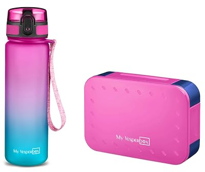 My Vesperbox - Mini Lite Set – Bento Box & Trinkflasche 750ml – Lunchbox mit variablen Fächern – Brotdose für Kinder – auslaufsicher, BPA-frei – ideal für Schule & Kindergarten