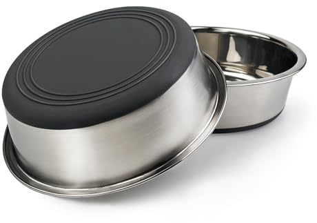 LUMITERRA 2 Pack Ciotole per Cani in Acciaio Inox, Lotole con Base in Gomma Antiscivolo, Facile da pulire, Ciotola per cani di piccola, media e grande tagliae, Può contenere acqua e cibo.