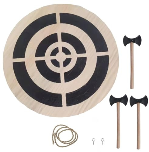 Axe Throwing Wooden Target, Wooden Dart Board Set, Equipped with 3 throwing axes, Improve Hand-Eye Coordination for Game Room, Dormitory, Party, Wall Decoration