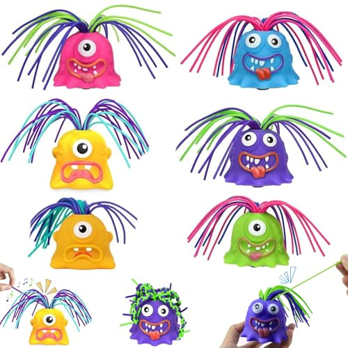 Jouet monstre amusant pour tirer les cheveux, 6 pièces, jouet de soulagement du stress, différents sons, criant le stress, mignon Fidget criant, jouets fantaisie pour enfants, adolescents et adu