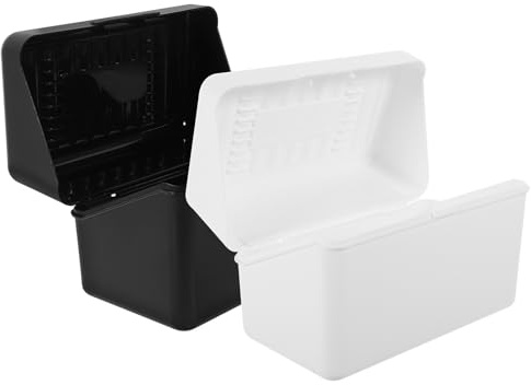 Toyvian 2 Pièces Boîte à Cartes de Visite en Plastique Stable et Empilable, Organiseur Pratique pour Bureau, Rangement Compact pour Cartes et Notes de Bureau