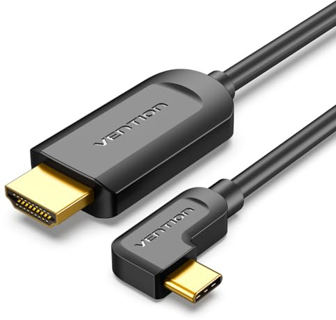 VENTION USB C to HDMI Cable 1.5m 90 Degree (4K@60Hz, 2K@120Hz, 1080P@144Hz) Type C to HDMI Cable, Compatible with iPhone15 Pro/Max, iPad Pro, MacBook, Galaxy S23/S22, Surface Book and More